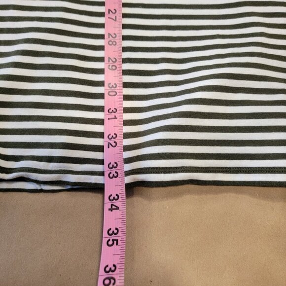 MICHAEL Michael Kors Size M Dark Olive Green and White Striped Shift Dress - Picture 10 of 11